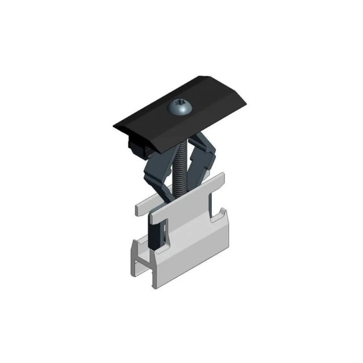 Abrazadera intermedia de aluminio para perfiles de aluminio - T30 - rango de sujeción 28-50 mm - negra